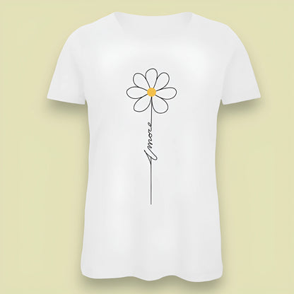 T-shirt bianca da donna con disegno artigianale "Amore"