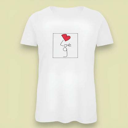 T-shirt bianca da donna con disegno artigianale "Bilove"