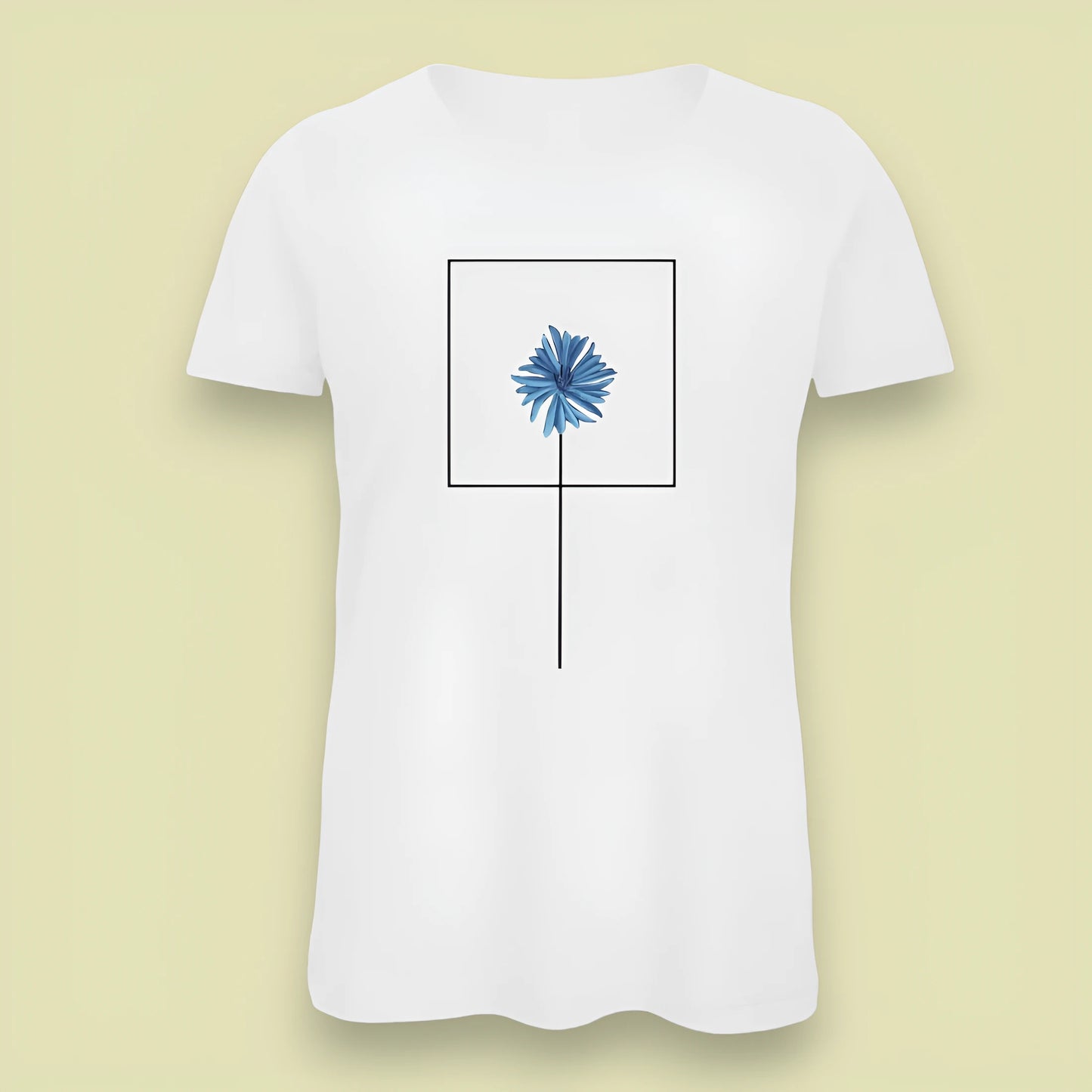 T-shirt bianca da donna con disegno artigianale "Fiordaliso"