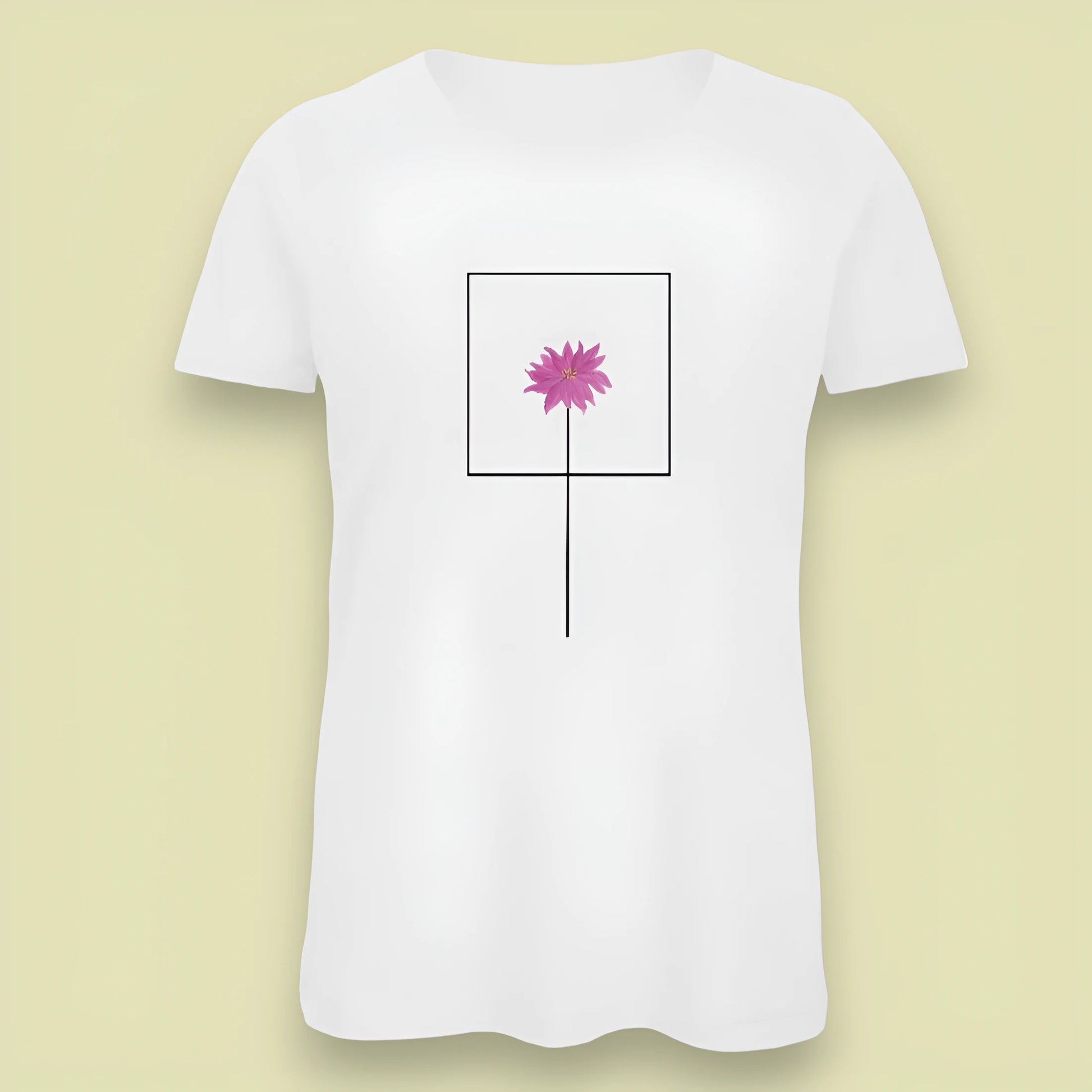 T-shirt bianca da donna con disegno artigianale "Margherita Africana"