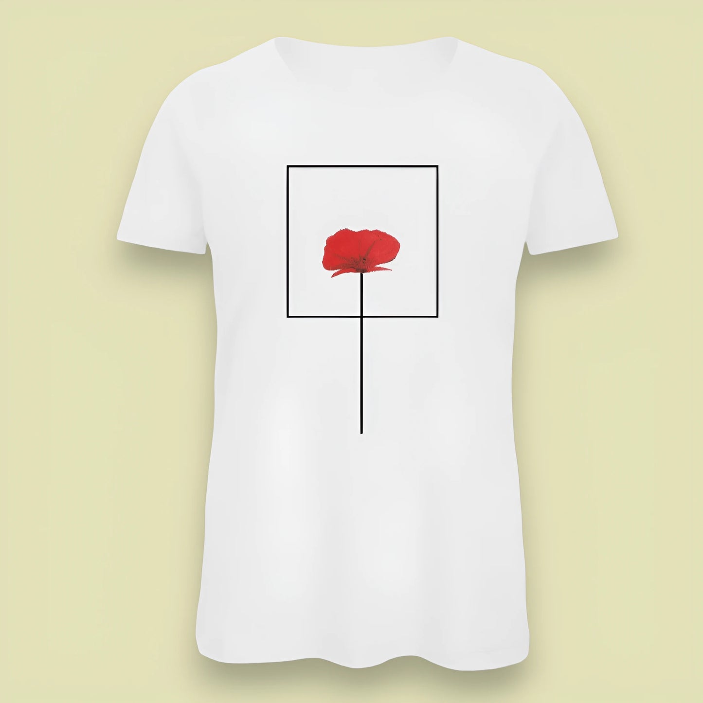 T-shirt bianca da donna con disegno artigianale "Papavero"