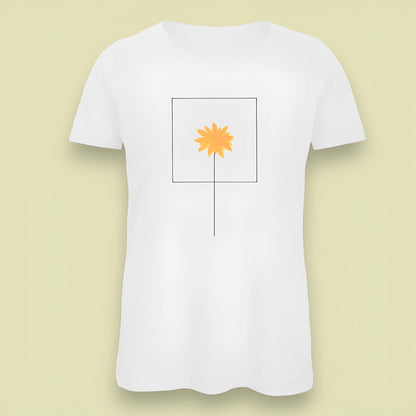 T-shirt bianca da donna con disegno artigianale "Topinambur"