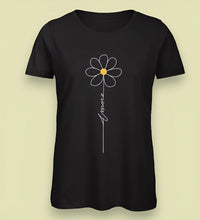 T-shirt nera da donna con disegno artigianale 