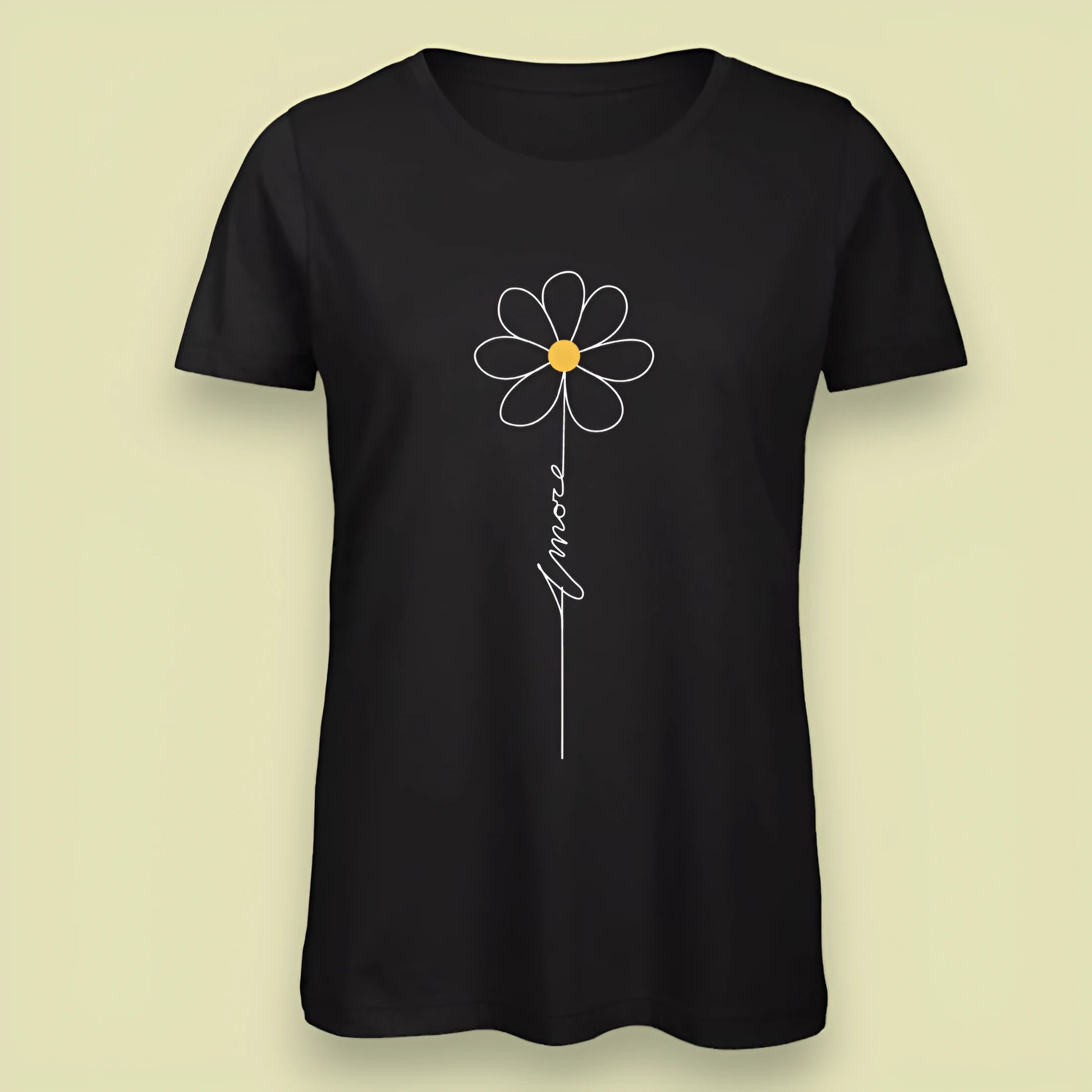 T-shirt nera da donna con disegno artigianale "Amore"