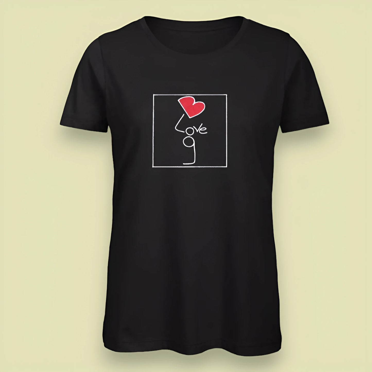 T-shirt nera da donna con disegno artigianale "Bilove"