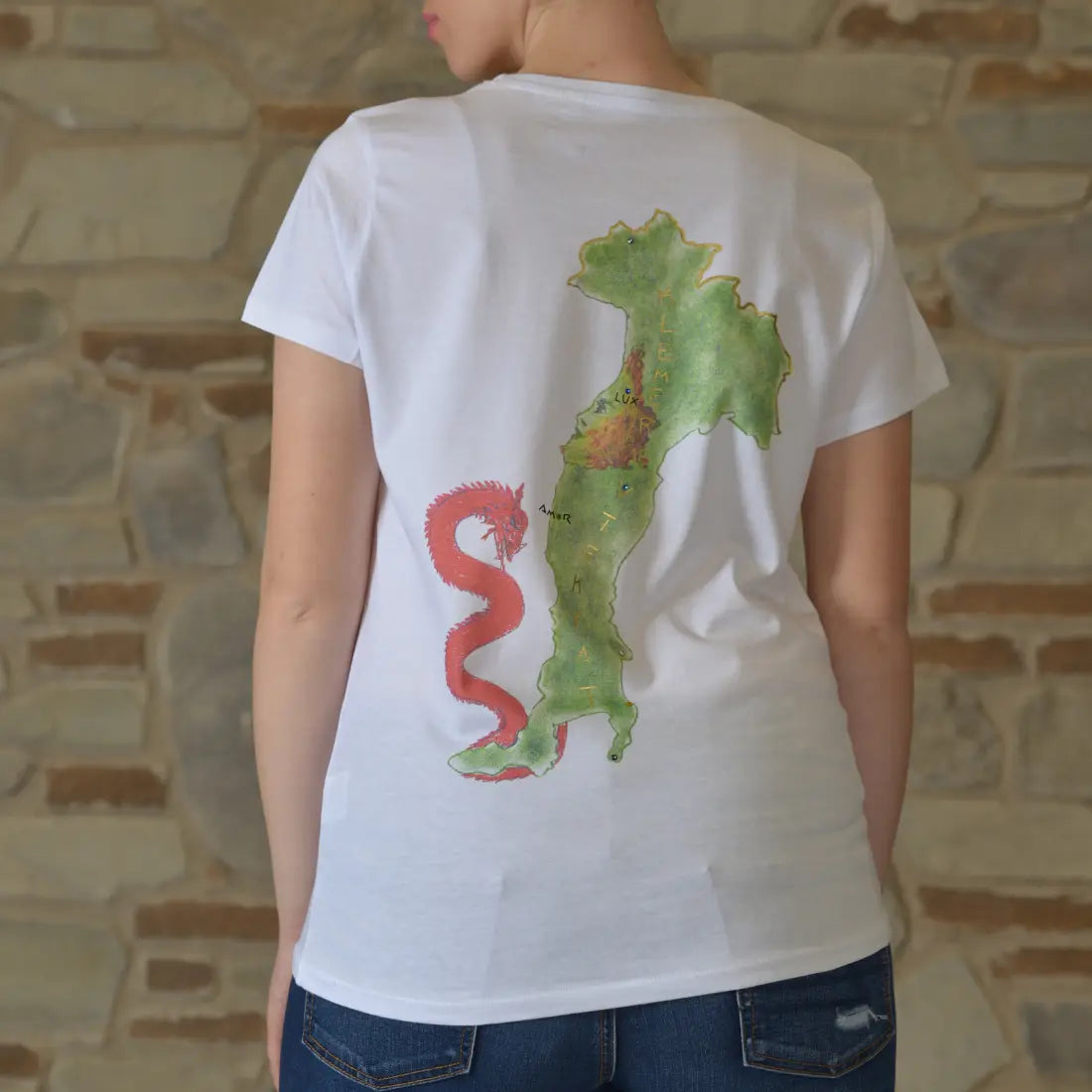 T-shirt organica con stampa che raffigura l'Italia