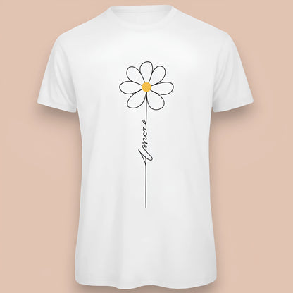 T-shirt bianca da uomo con disegno artigianale "Amore"