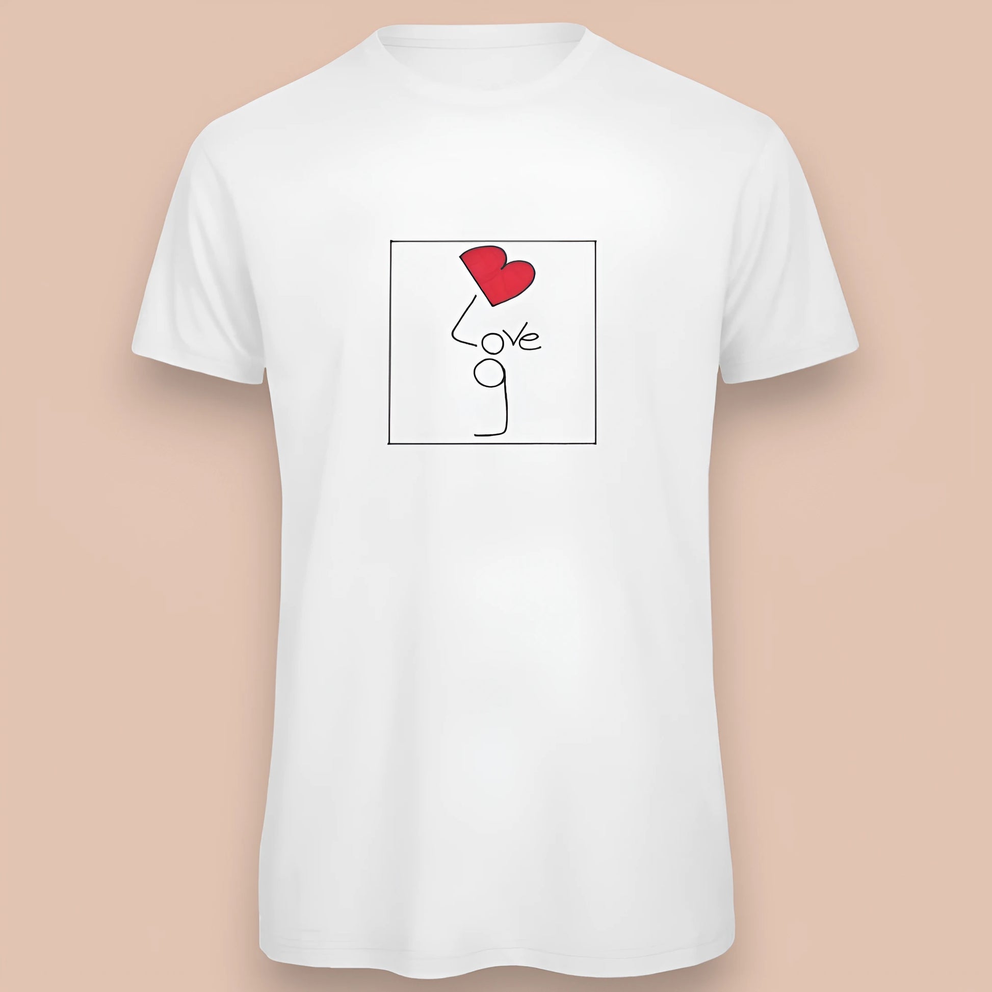 T-shirt bianca da uomo con disegno artigianale "Bilove"