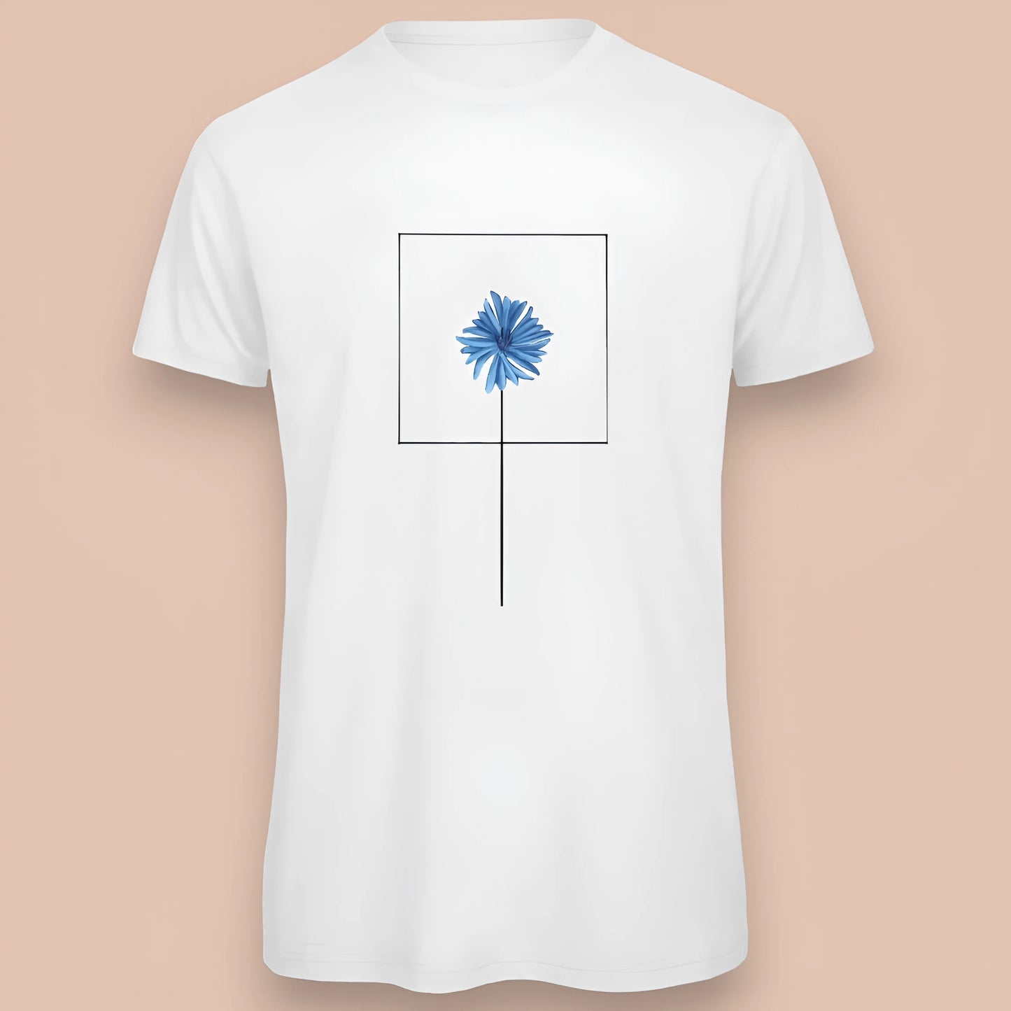 T-shirt bianca da uomo con disegno artigianale "Fiordaliso"