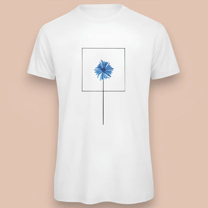 T-shirt bianca da uomo con disegno artigianale "Fiordaliso"