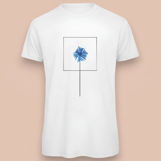 T-shirt bianca da uomo con disegno artigianale "Fiordaliso"