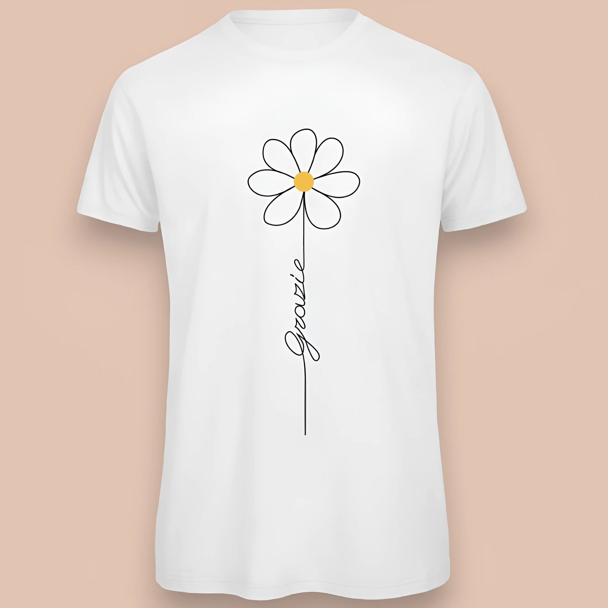 T-shirt bianca da uomo con disegno artigianale "Grazie"