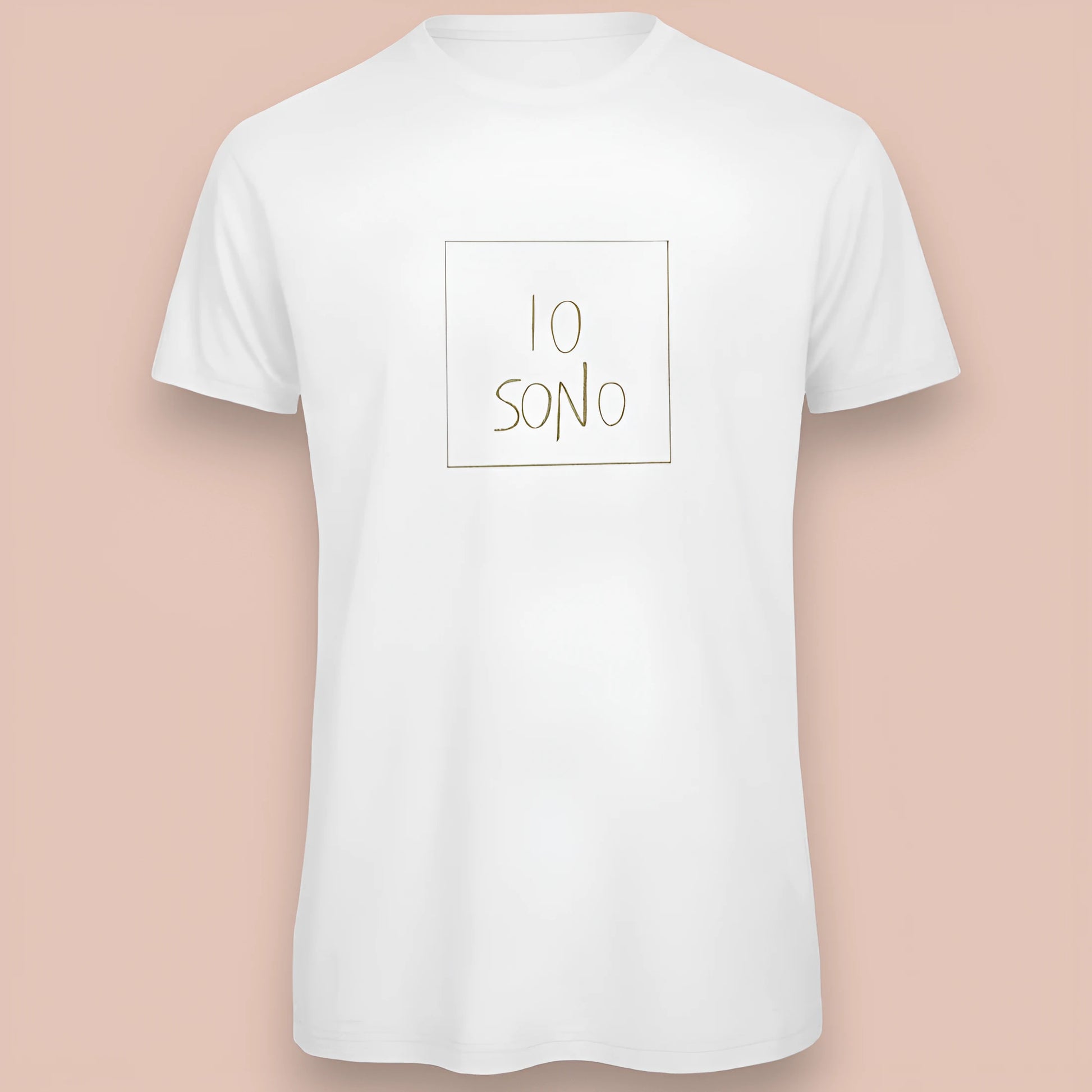 T-shirt bianca da uomo con disegno artigianale "Io Sono"