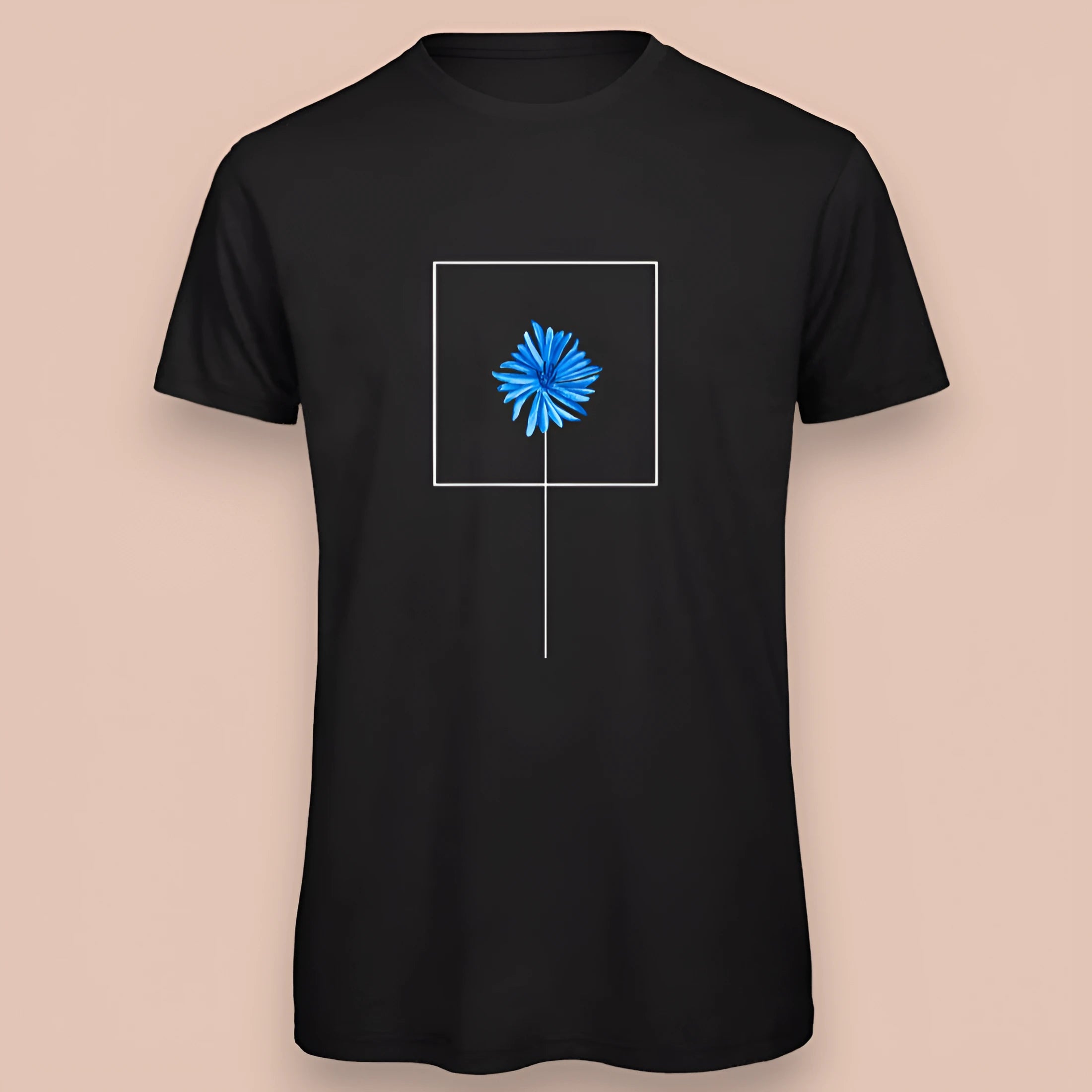 T-shirt nera da uomo con disegno artigianale "Fiordaliso"